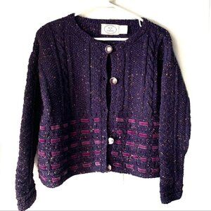 Muir & Osborne Purple Speckled Button Up Cardigan